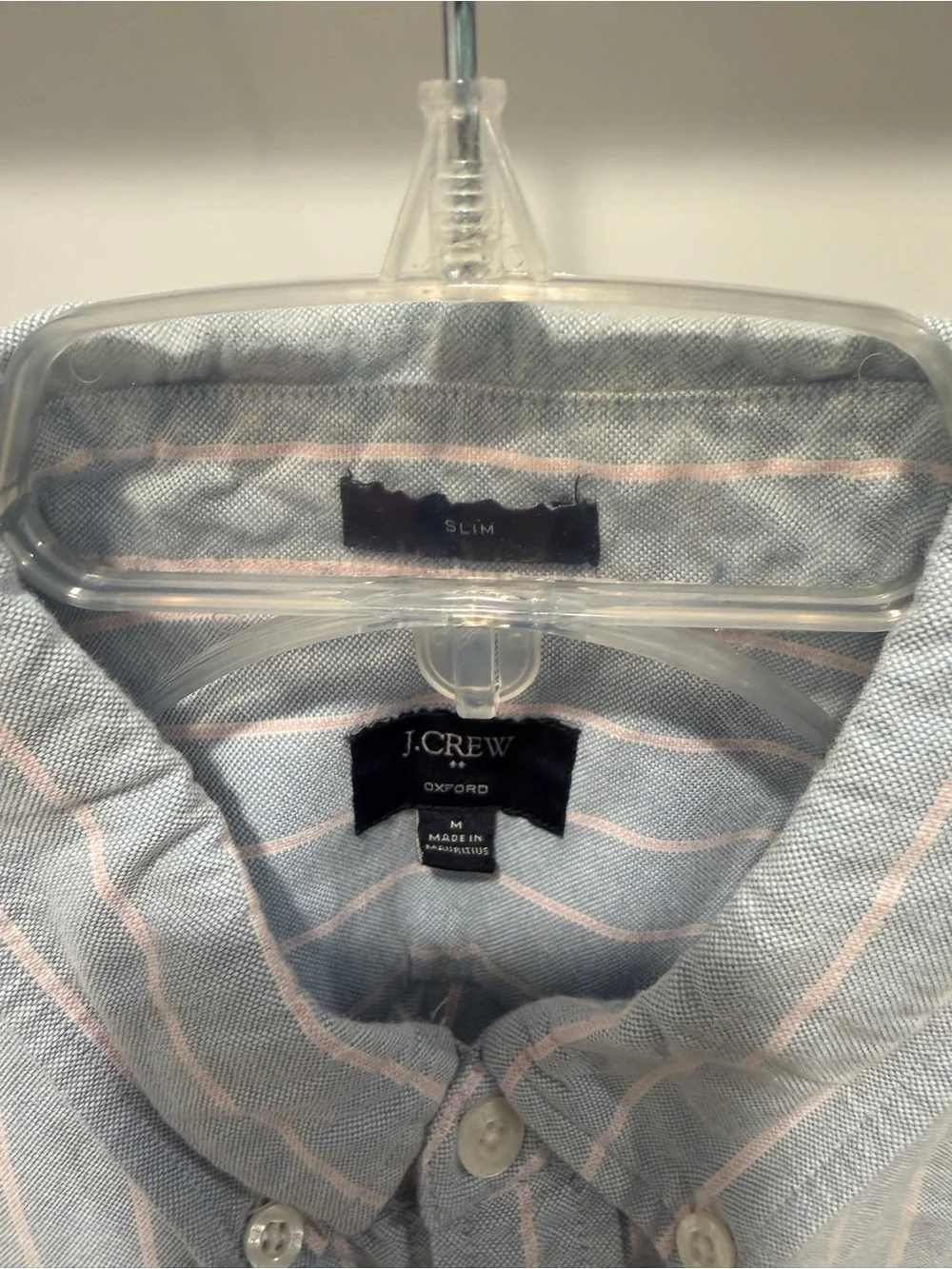 J. Crew Light Blue and White Stripe Oxford Button-Down Shirt